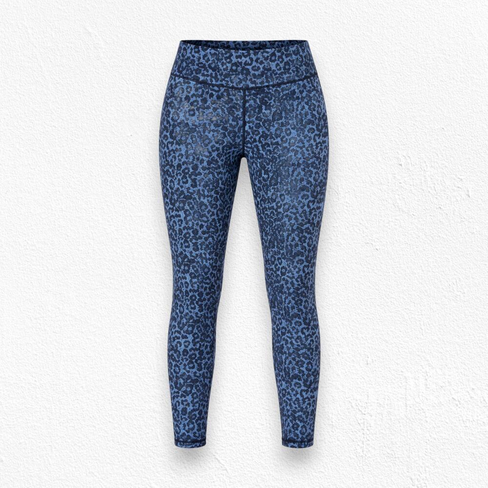 Zyia Active Stone Leopard Scrunch Leggings Blue Animal Print Leggings Size 6-8